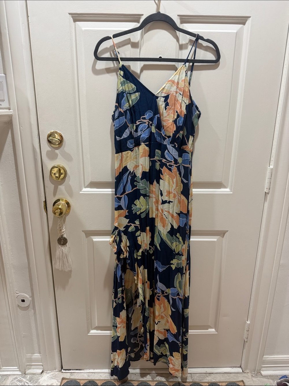 LRG Navy Floral V-Neck Spaghetti Strap Jumpsuit